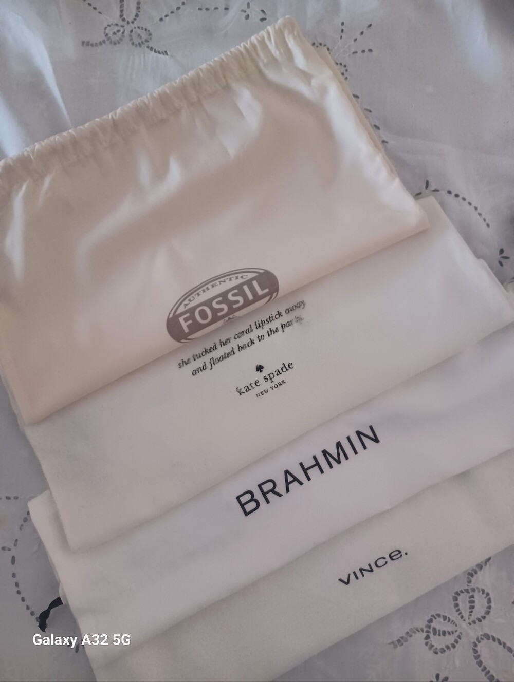 Designer Dust Bags Bundle 4pc Kate Spade Brahmin Vince Fossil Storage Lot
